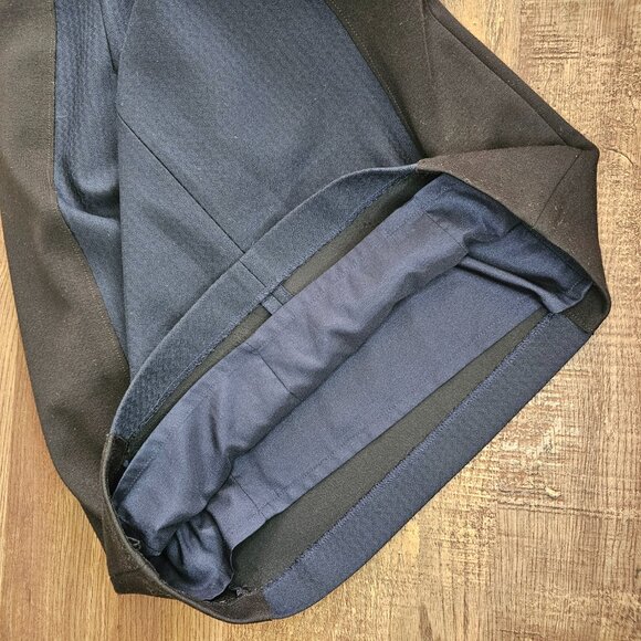 Elie Tahari Colorblock Sheath Fitted Dress with Leather Detail US 6 Navy & Black - Picture 6 of 10